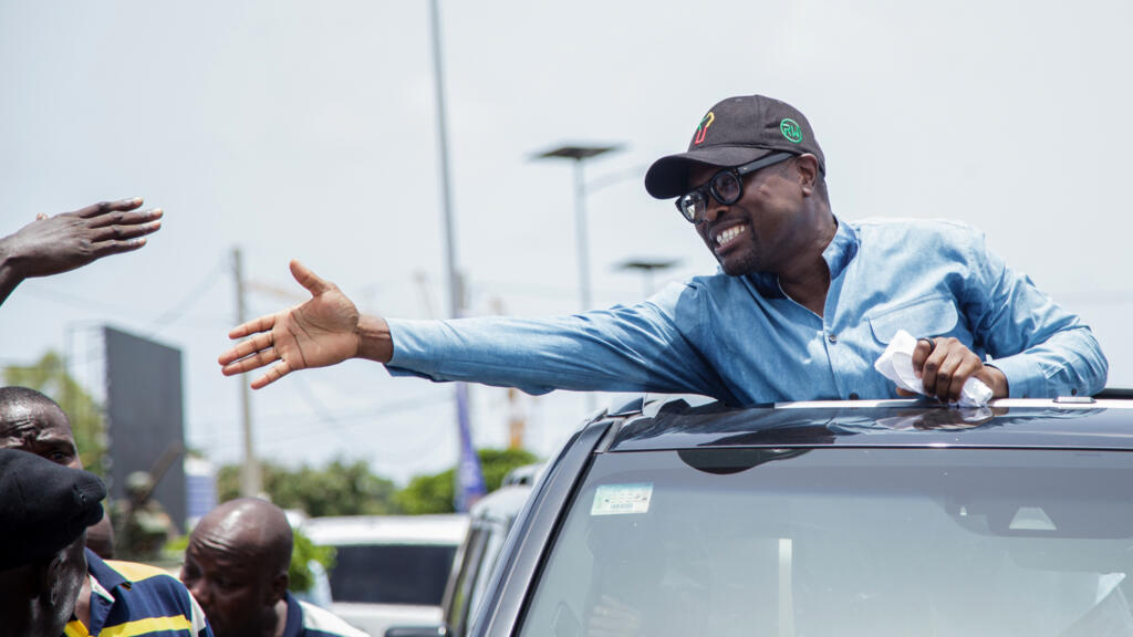 Romuald Wadagni lors de sa campagne présidentielle à Cotonou, au Bénin, le 10 avril 2026.