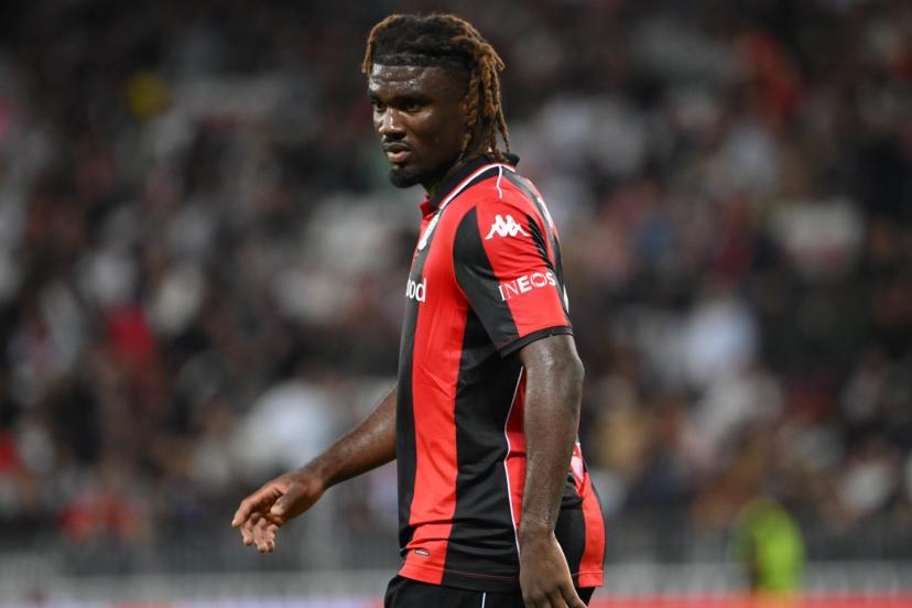 Terem Moffi ne devrait plus porter le maillot niçois. (B.&nbsp;Papon/L'Équipe)