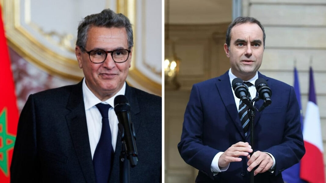 Aziz Akhannouch et Sébastien Lecornu lors d'un échange diplomatique