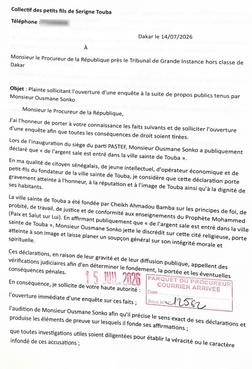 Plainte contre Ousmane Sonko pour propos sur Touba
