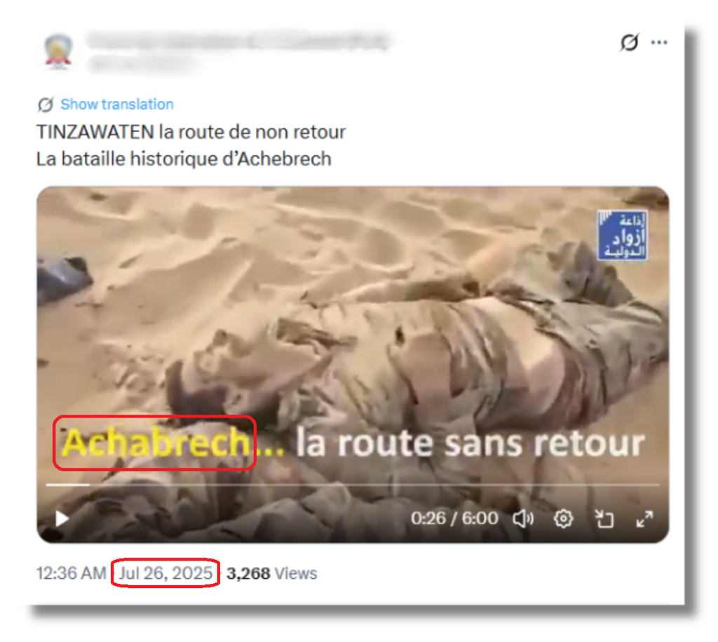 Capture d'une vidéo de propagande montrant les mercenaires russes tués à Tinzaouatène en 2024
