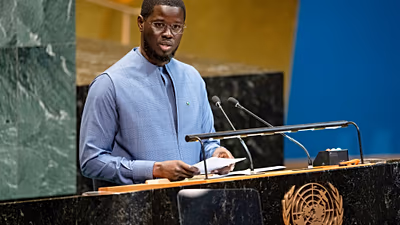 Le président Bassirou Diomaye Faye lors d'un discours