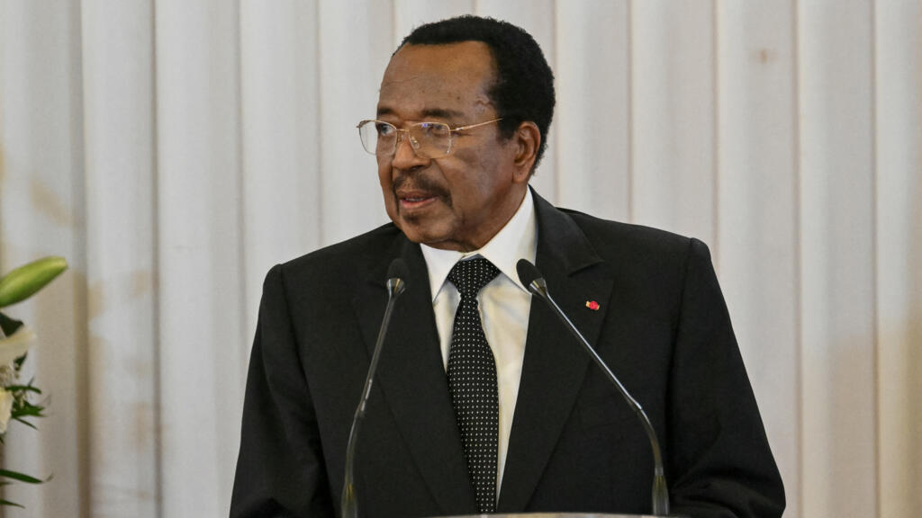 Le président camerounais Paul Biya, 93 ans, lors d'un discours officiel à Yaoundé en avril 2026