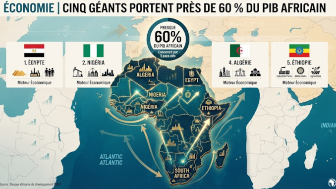 Carte illustrant la répartition du PIB en Afrique
