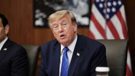 Le président américain Donald Trump lors d'une réunion du Conseil des ministres à Camp David, dans le Maryland, le 31 juillet 2026.