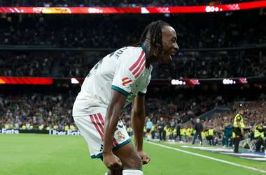 Célébration de Kylian Mbappé après un but pour le Real Madrid